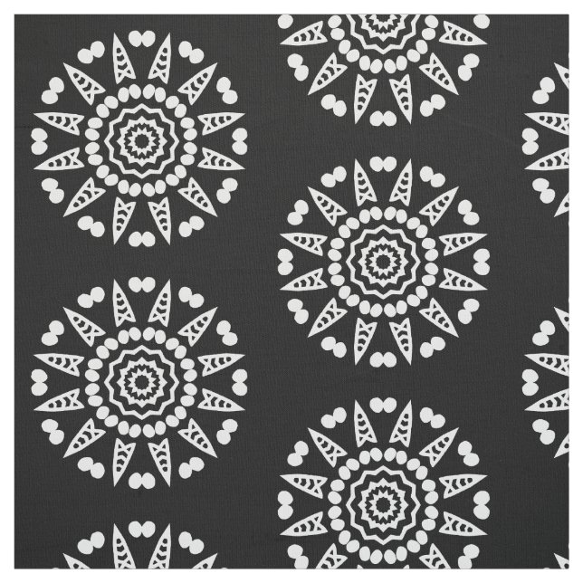 Organic Geometry 08 - White on Black Fabric (Swatch)