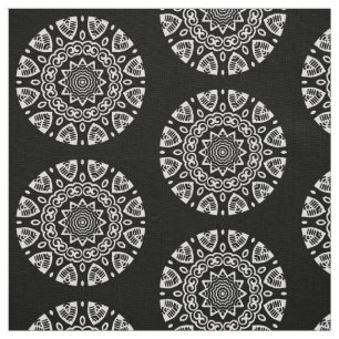 Organic Geometry - White on Black Fabric