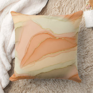 Organic Gold Marble Warm Neutral Abstract Throw Pillow