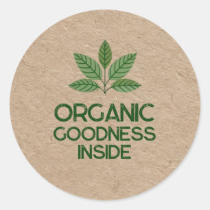 Organic Goodness Inside Rustic Kraft Look Classic Round Sticker