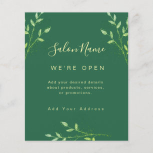 Organic Green Botanical Salon Sign Elegant Spa Flyer