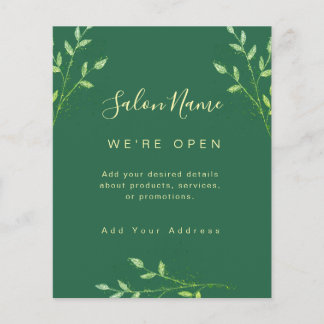 Organic Green Botanical Salon Sign Elegant Spa Flyer