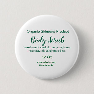 Organic green nature body scrub butter add name in 2 inch round button