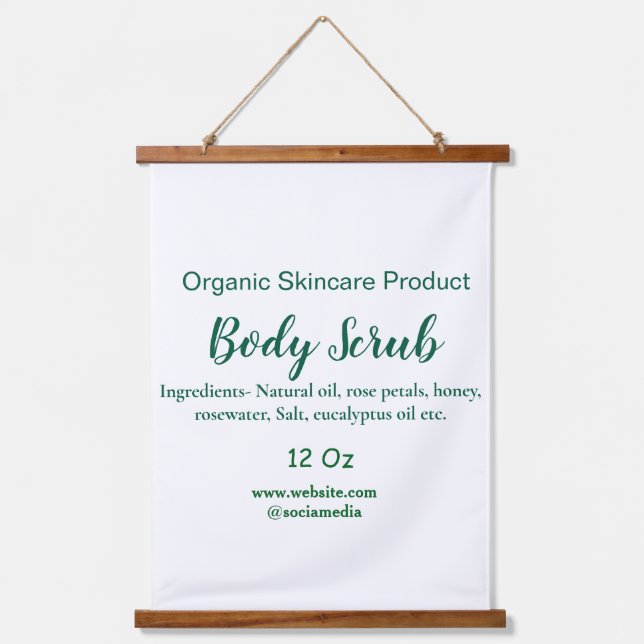 Organic green nature body scrub butter add name in hanging tapestry (Front)