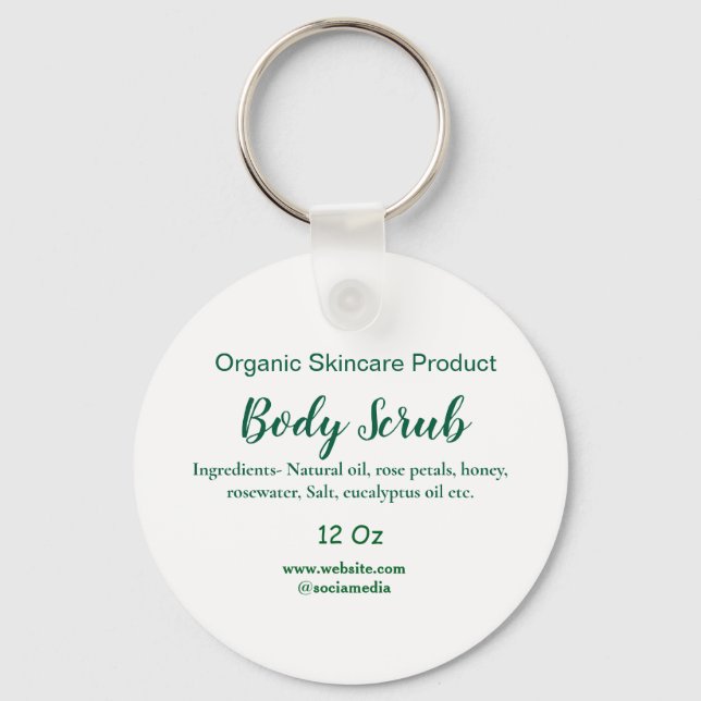 Organic green nature body scrub butter add name in keychain (Front)