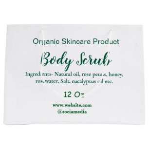 Organic green nature body scrub butter add name in large gift bag
