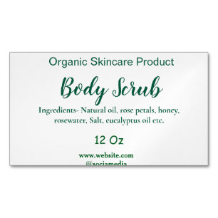 Organic green nature body scrub butter add name in 	Magnetic business card