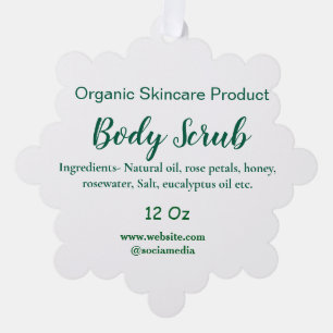 Organic green nature body scrub butter add name in ornament card