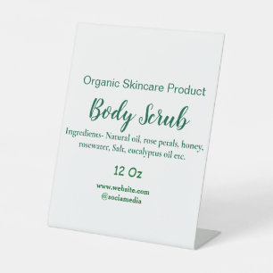 Organic green nature body scrub butter add name in pedestal sign