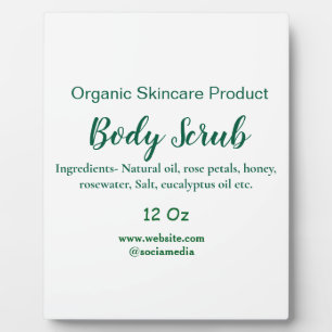 Organic green nature body scrub butter add name in plaque
