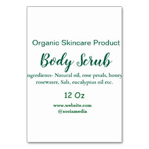 Organic green nature body scrub butter add name in table number