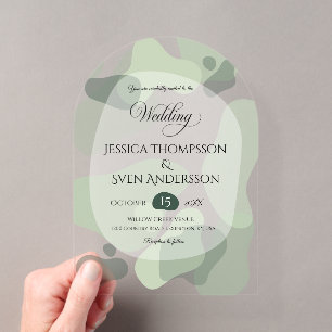 Organic Greenery Geometric Abstract Wedding Acrylic Invitations