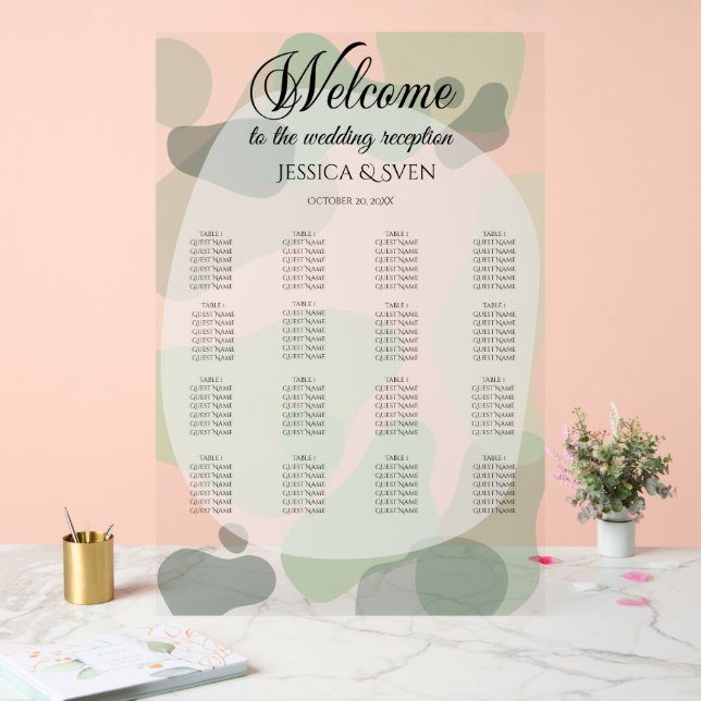 Organic Greenery Geometric Abstract Wedding Acrylic Sign (Wedding)