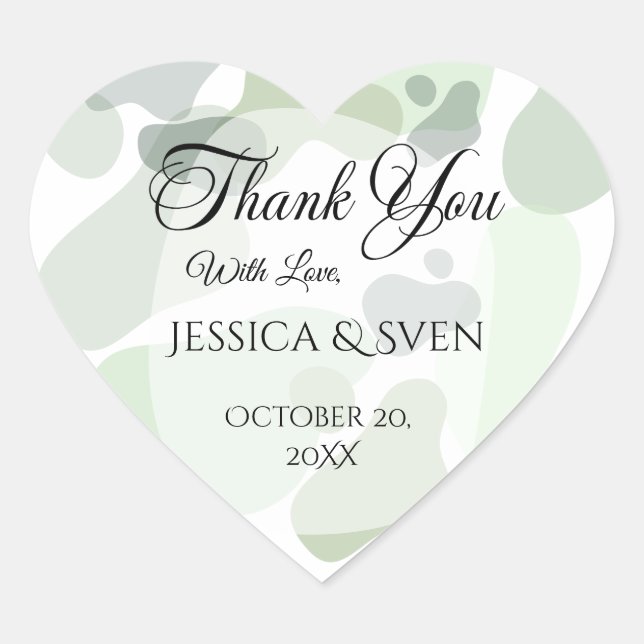 Organic Greenery Geometric Abstract Wedding Heart Sticker (Front)