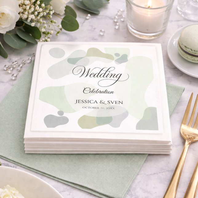 Organic Greenery Geometric Abstract Wedding Napkin (Creator Uploaded)