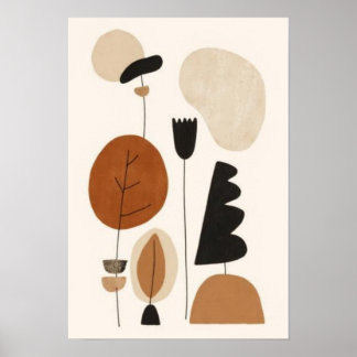 Organic Harmony | Abstract Botanical Mid-Century Poster