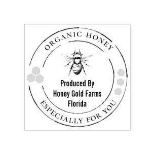 Organic Honey Bee Official Seal Rubber Stamp