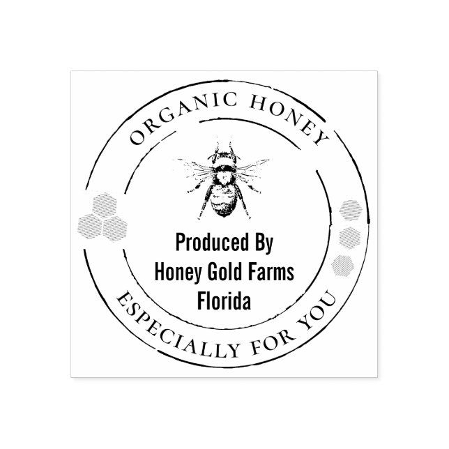 Organic Honey Bee Official Seal Rubber Stamp (Imprint)