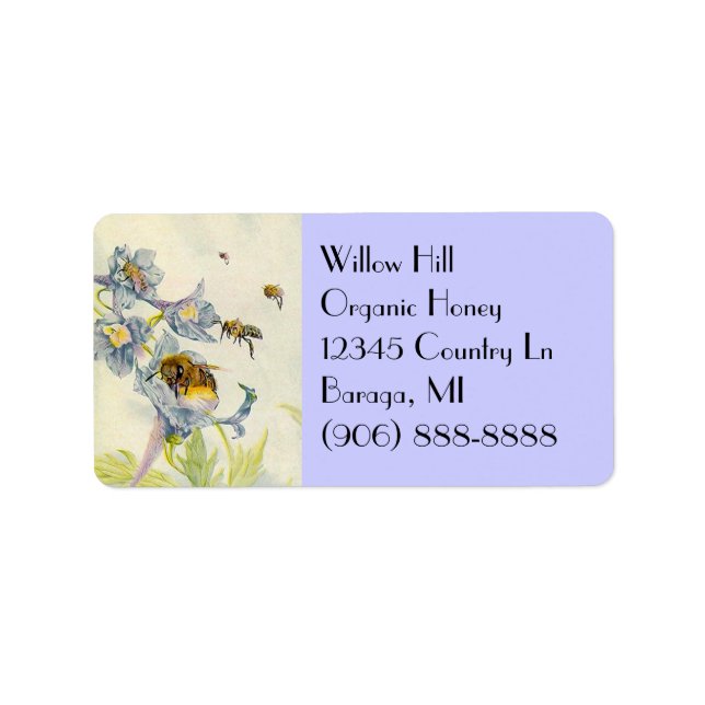 Organic Honey Bees Morning Glory Flowers Labels (Front)