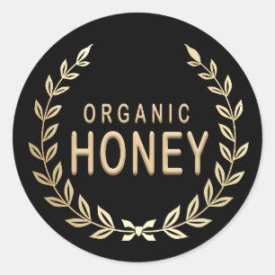 Organic Honey Wreath Emblem for Honey Jars Classic Round Sticker