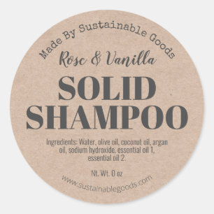 Organic Kraft Handmade Solid Shampoo Labels