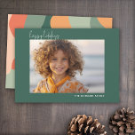 Organic Line Abstract Art - 1 Photo Jade Coral Holiday Card<br><div class="desc">An organic abstract line art with green and coral colours. The modern design highlights your favourite photo for the Christmas season. The front also includes a calligraphy font for the greeting and a simple abstract art pattern on the back. If you need to move anything around, click on the customize...</div>