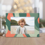Organic Line Abstract Art - 1 Photo Jade Coral Holiday Card<br><div class="desc">An organic abstract line art with green and coral colours. The modern design highlights your favourite photo for the Christmas season. The front also includes a calligraphy font for the greeting and a simple abstract art pattern on the back. If you need to move anything around, click on the customize...</div>
