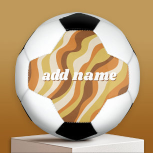 Organic Line Abstract Art - Add Name Honey Colours Soccer Ball
