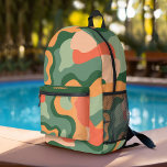 Organic Line Abstract Art - Jade and Tangerine Printed Backpack<br><div class="desc">An organic abstract line art with green and coral colours. The modern design highlights a place for a name.</div>