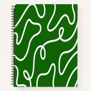 Organic Liquid Line Art Forest Green Wavy Abstract Notebook