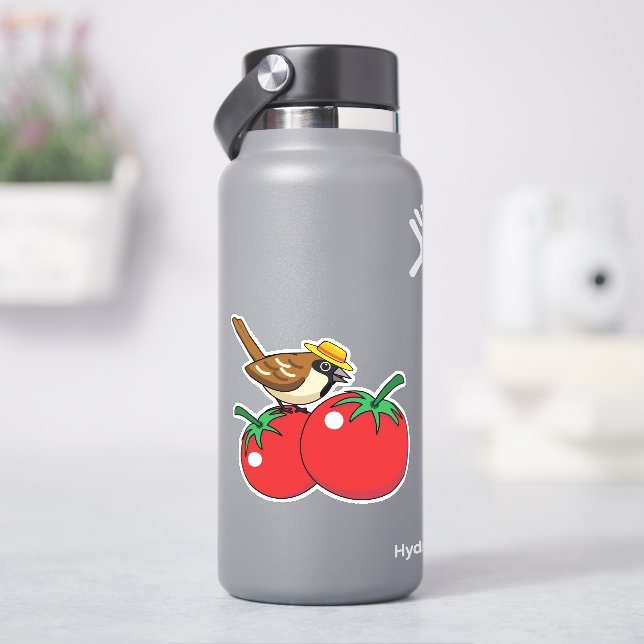 Organic Lover Sparrow Eating Red Tomato (HydroFlask)