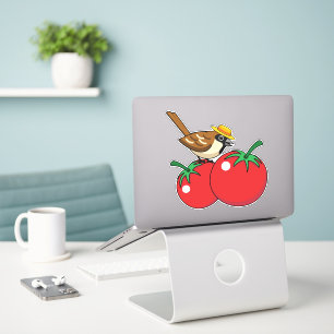 Organic Lover Sparrow Eating Red Tomato