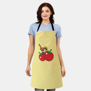 Organic Lover Sparrow Eating Red Tomato Apron