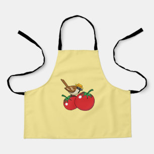 Organic Lover Sparrow Eating Red Tomato Apron