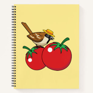 Organic Lover Sparrow Eating Red Tomato Notebook