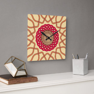 Organic Mandala Spiral Design Square Wall Clock