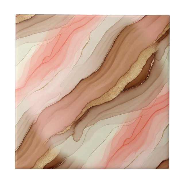 Organic Marble Texture with Burnt Earth and Gold Tile (Front)
