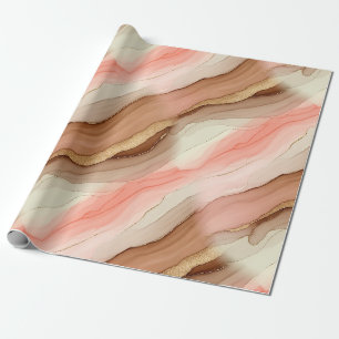 Organic Marble Texture with Burnt Earth and Gold Wrapping Paper