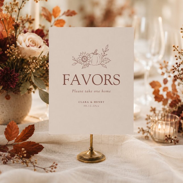 Organic Minimalist Fall Pumpkin Favours Sign (Creator Uploaded)