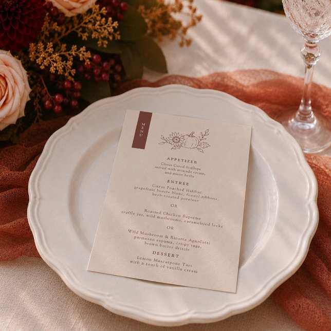 Organic Minimalist Fall Pumpkin Menu Card (Creator Uploaded)