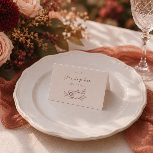 Organic Minimalist Fall Pumpkin Place Cards (Creator Uploaded)