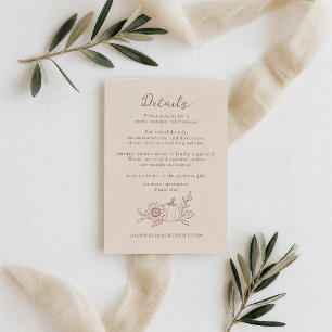 Organic Minimalist Fall Pumpkin Wedding Details Enclosure Card