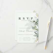 Organic Modern Botanical Wedding RSVP Card 
