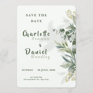 Organic Modern Botanical Wedding Save the Date