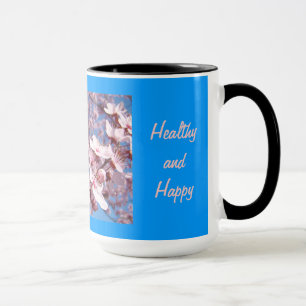Organic Mommy Coffee Mugs Blue Sky Pink Blossoms