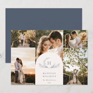 Organic Monogram 5 Photo Holiday Card