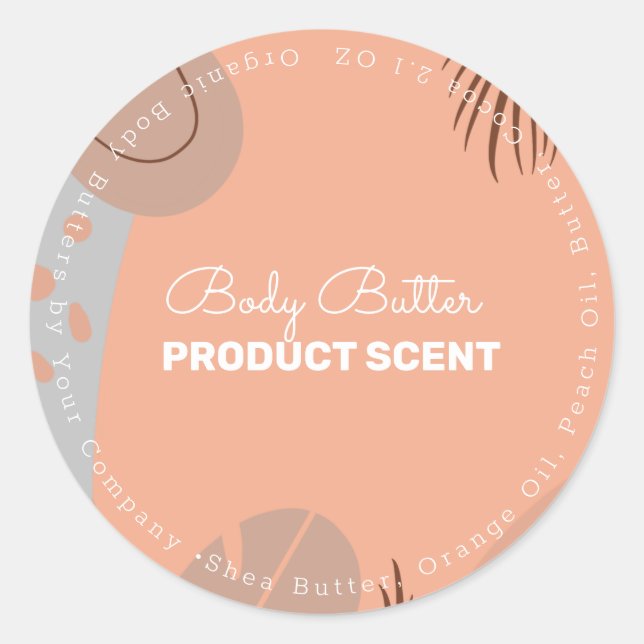 Organic Motif Leaf Body Butter Bath Soap Branding Classic Round Sticker (Front)