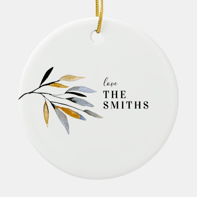 Organic Natural Christmas Holiday Ceramic Ornament (Front)