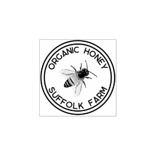 Organic Natural Honey Bee Simple  Rubber Stamp