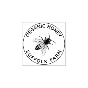 Organic Natural Honey Bee Simple  Rubber Stamp